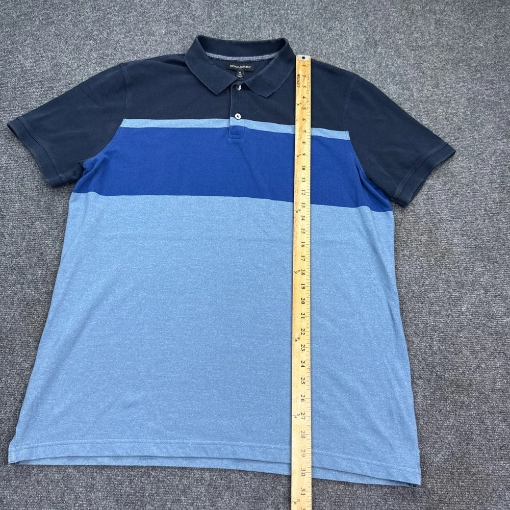 Banana Republic Polo Shirt Mens Size XL Blue Striped Casual Short Sleeve